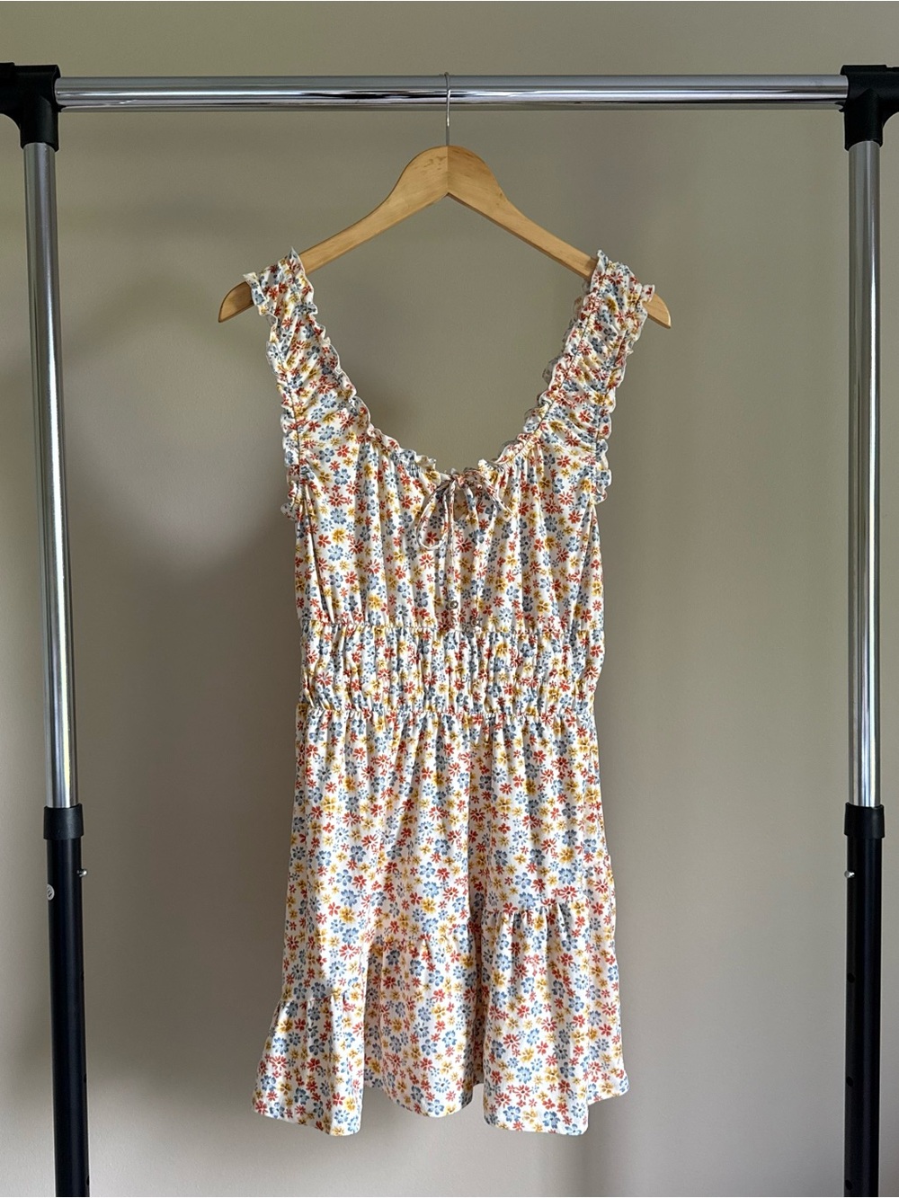 Derek Heart Cream Dress with Orange, Yellow & Blue Floral Print